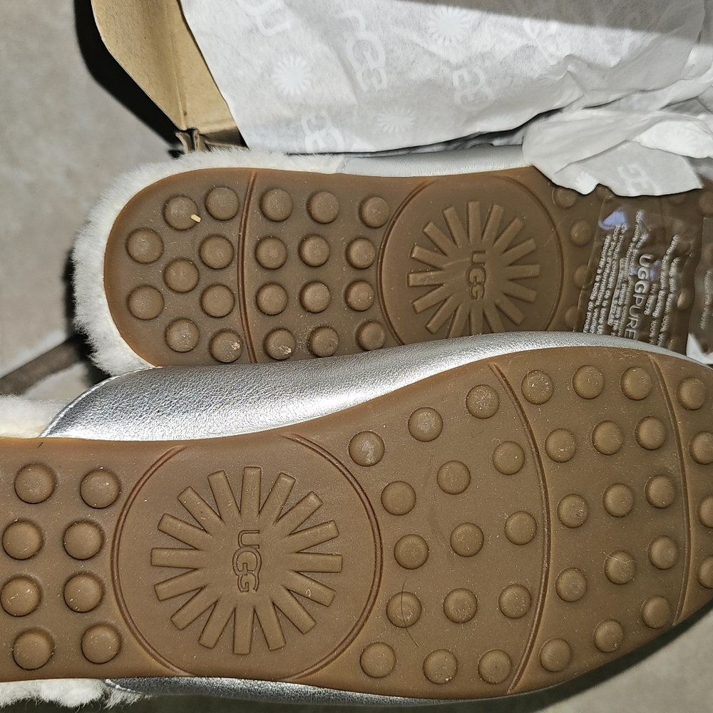 UGG Lane Metallic Silver Slippers Size 7 - Picture 6 of 11
